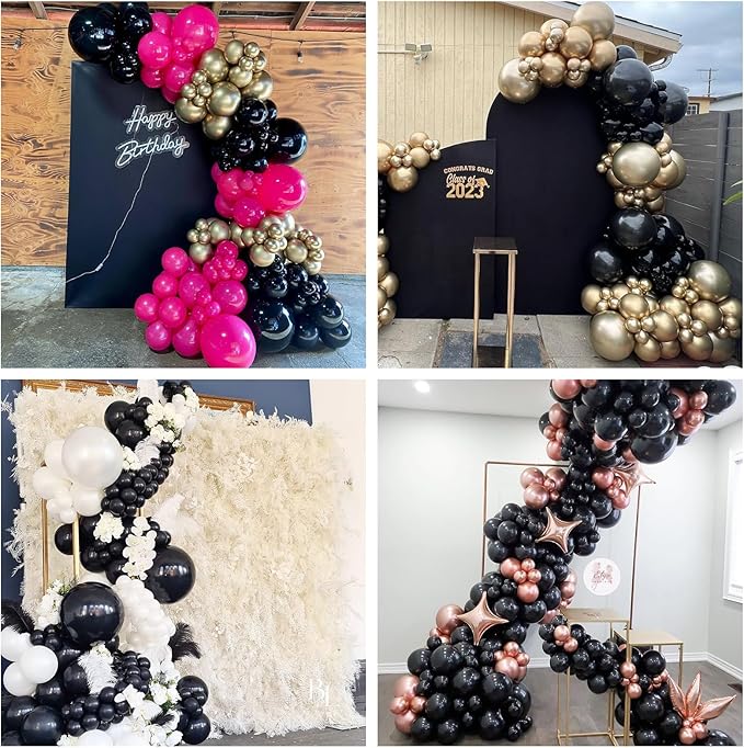 Black Balloon Garland Kit, Black Balloons Different Sizes 113 Pack 18/12/10/5'' Matte Black Latex Balloons Black Helium Party Balloon Arch for Birthday New Year Party (QQ-113)