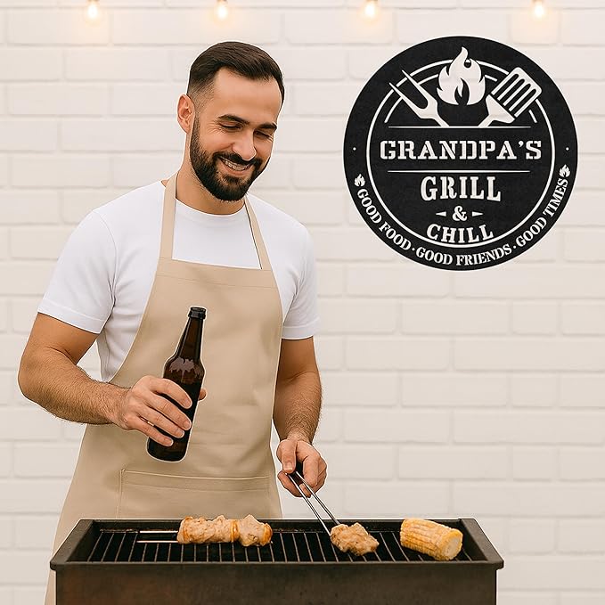 Custom BBQ Grill Metal Sign Personalized Name Wall Art for Outdoor Barbecue Patio Kitchen Backyard Decor Gift for Dad Husband Men Papa Grandpa Father Grilling Enthusiasts Family Lover Funny Gifts 68
