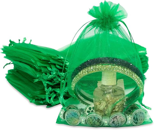 TheDisplayGuys 100-Pack 4x6 Light Green Sheer Organza Gift Bags with Drawstring, Jewelry Candy Treat Wedding Party Favors Mesh Pouch