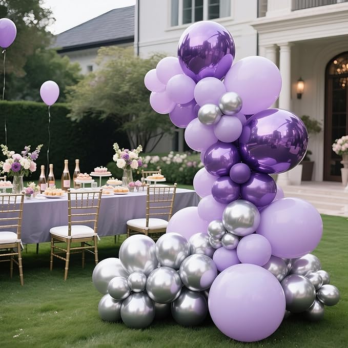 Pastel Purple Balloons 145pcs Different Sizes 18 12 10 5 Inches Light Purple Lavender Lilac Latex Balloon Garland Arch for Birthday Baby Shower Wedding Anniversary Party Decorations