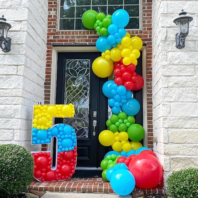 Red Blue Yellow Green Balloon Set, 12 Inch Carnival Circus Party Balloon Red Blue Green Yellow Helium Balloons Confetti Latex Balloon for Video Game Party Rainbow Kid Birthday Party Carnival Circus