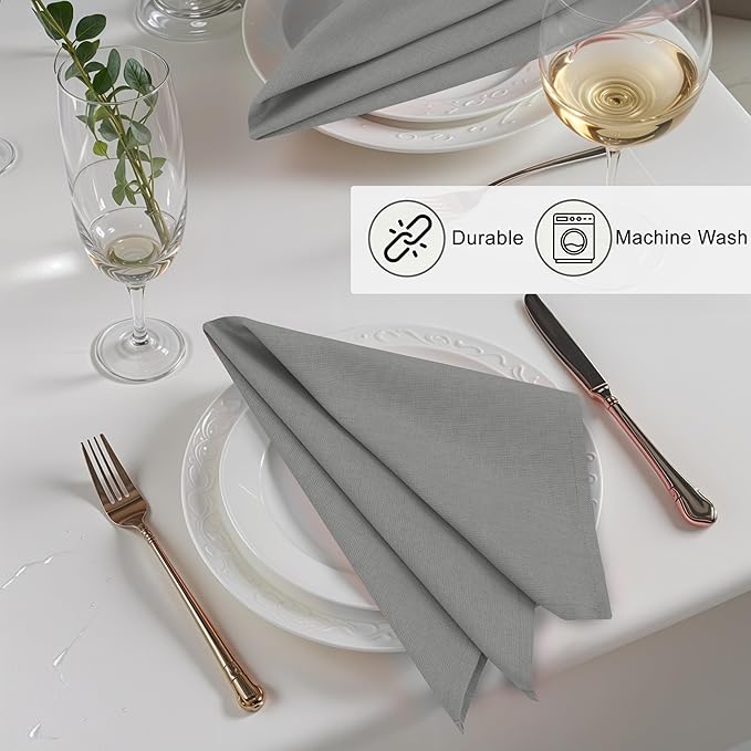Ruvanti Linen Napkins Set of 12, 18x18 Cloth Napkins, Cotton Linen Blend Napkins Cloth Washable, Soft, Reusable Dinner Napkins for Wedding, Parties, Christmas, Thanksgiving, Everyday Use - Wild Dove