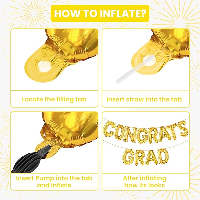 KatchOn, Gold Congrats Grad Balloons - 16 Inch | Congrats Grad Banner For Graduation Decorations 2025 | Congratulations Banner For 2025 Graduation Decorations | gold graduation balloons