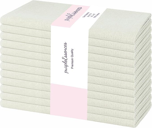 PurpleEssences Set of 12 Cloth Dinner Napkins 100% Cotton 18x18 Inch - Soft Durable Washable - Ideal for Farmhouse Party Christmas Holiday Winter - Perfect Everyday Use Table Linen - Royal Linen