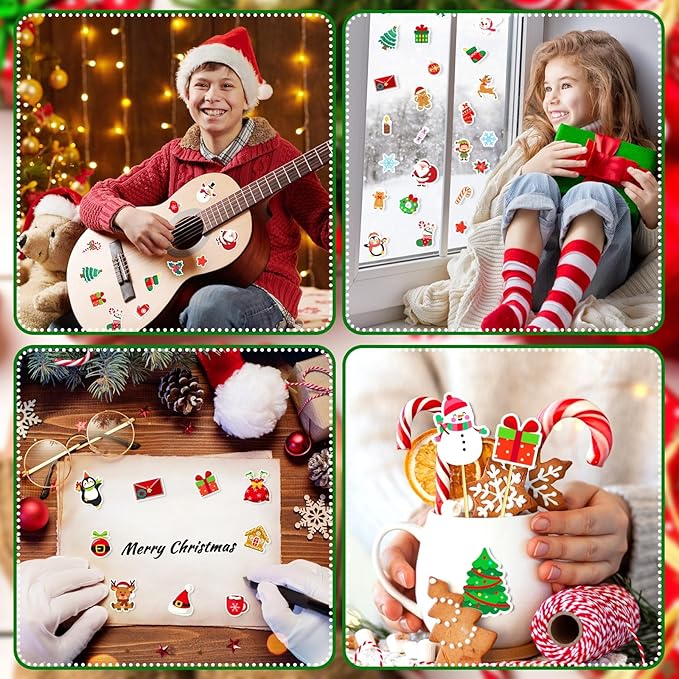 JULBEAR 300 Pcs Christmas Foam Sticker, Self Adhesive Puffy Scrapbook Stickers for Christmas Party Favors DIY Crafts Winter Holiday Decorations