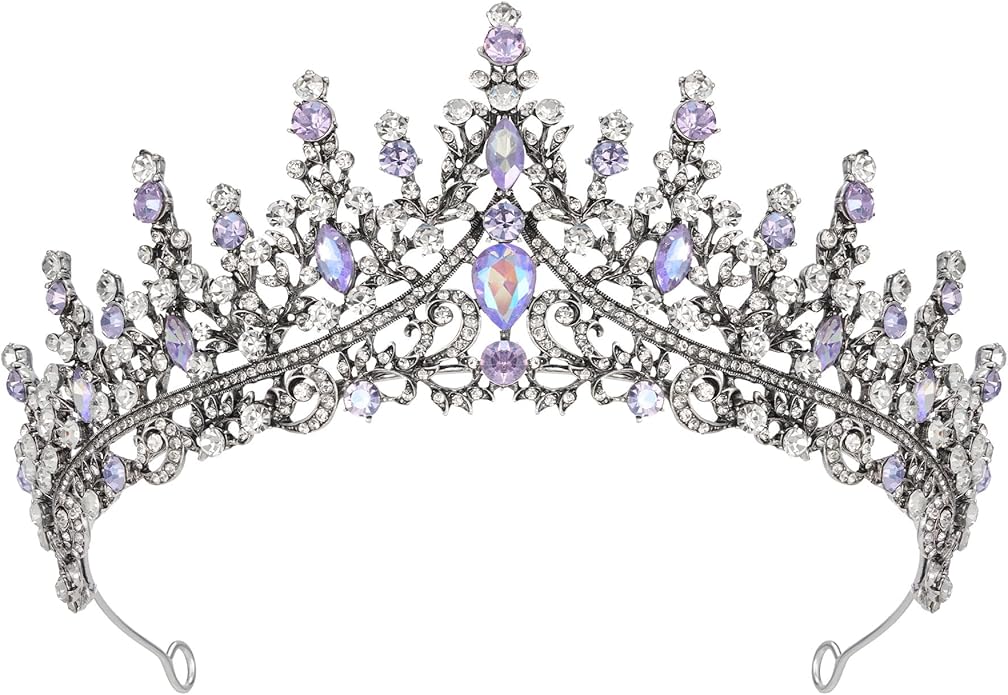 SWEETV Crystal Wedding Tiara for Women, Royal Queen Crown Headband, Rhinestone Princess Hair Accessories for Prom Birthday