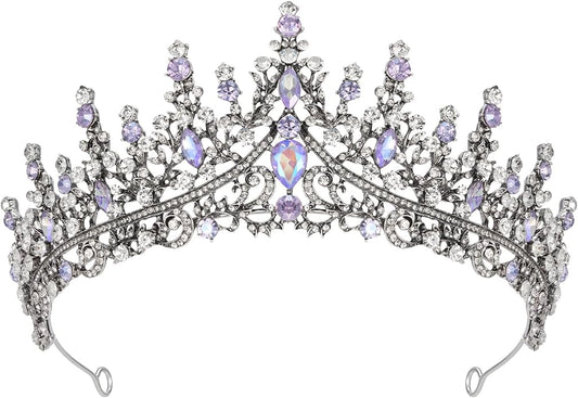SWEETV Crystal Wedding Tiara for Women, Royal Queen Crown Headband, Rhinestone Princess Hair Accessories for Prom Birthday