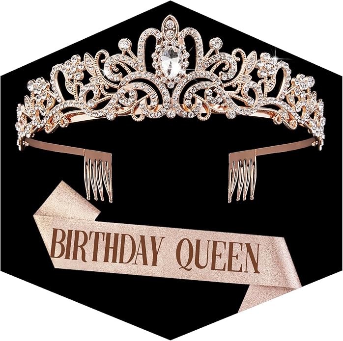 Gold Crown for Women Crystal Princess Tiaras Rhinestone Queen Headband Wedding Bridal Hair Accessories Birthday Prom Pageant Party Coming of Age Ceremony Photo Props