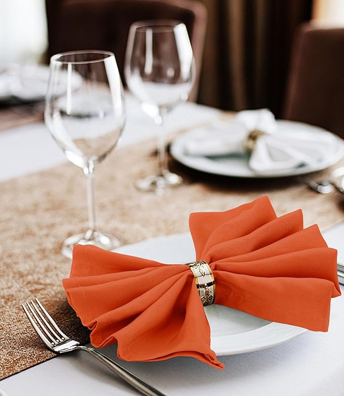 Utopia Home [24 Pack, Orange] Cloth Napkins 20x20 Inches, 100% Polyester Hemmed Edges, Washable and Reusable Ideal for Halloween, Thanksgiving, Parties, Weddings and Dinners