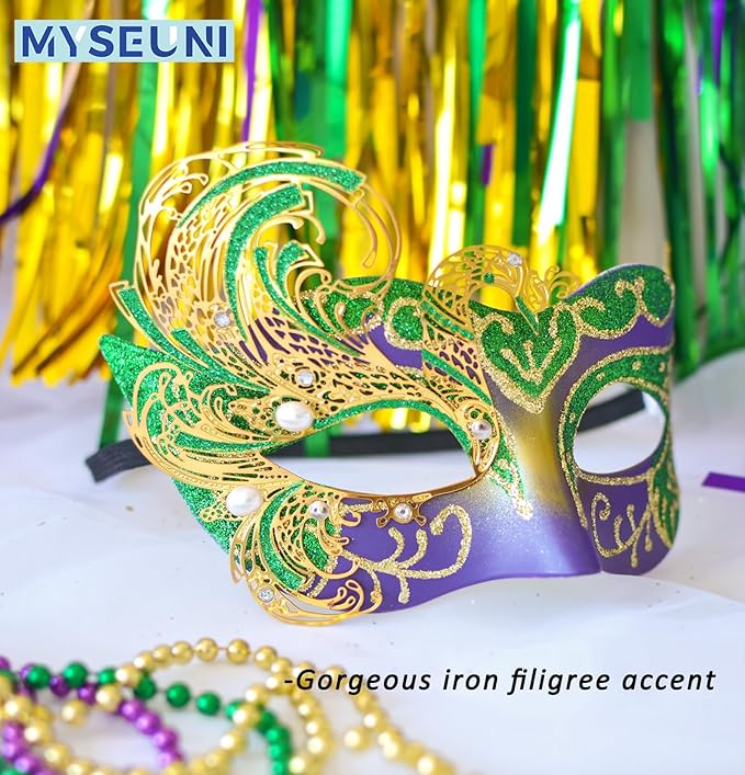 2025 New Mardi Gras Mask for Women-Swan Masquerade Venetian Mask - Carnival Mask for Women Butterfly, Costume Party