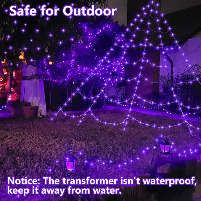 YEGUO 165ft 500 LED Christmas Lights Outdoor Waterproof, Purple String Lights Indoor Plug in, 8 Modes Clear Wire Purple Lights for Halloween Holiday Home Tree Garden Patio Decor