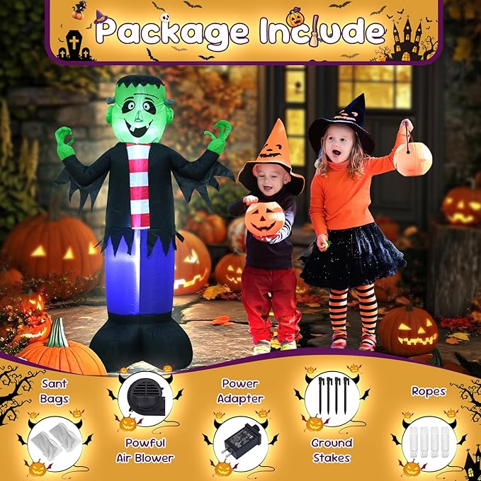 3.5FT Monster Halloween Inflatable Decorations Halloween Parties Holiday Decor Blow Up Decorations with LED Lights Indoor Outdoor Yard Graden Decor