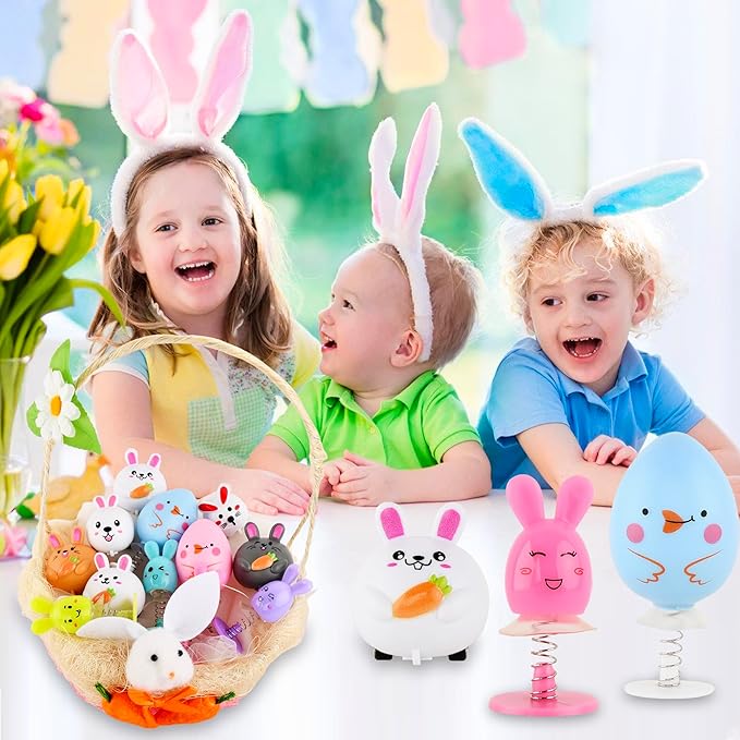 Small Pull Back Toy Cars Set,12 PCS Mini Racing Vehicles for Holiday Birthday Party Favors,Goodie bag Stuffers,Classroom Prizes,Bulk Toys for Kids (Easter Bunny Rabbit Egg Basket Stuffers,Pop Up Toys)