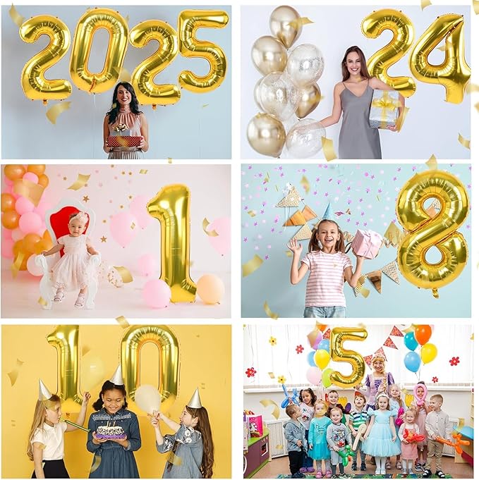 40 inch Gold Number Balloon Giant Foil Helium Balloons Gold Number 8 Balloon for 8th Birthday Party Anniversary Decorations Supplies