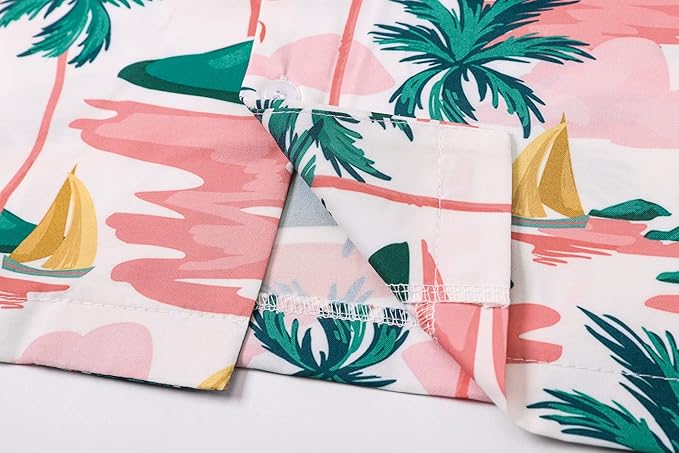 Cromoncent Matching Hawaiian Outfits for Family, Dad and Son Matching Luau Beach Tropical Shirts Mommy Daughter Tropical Sets