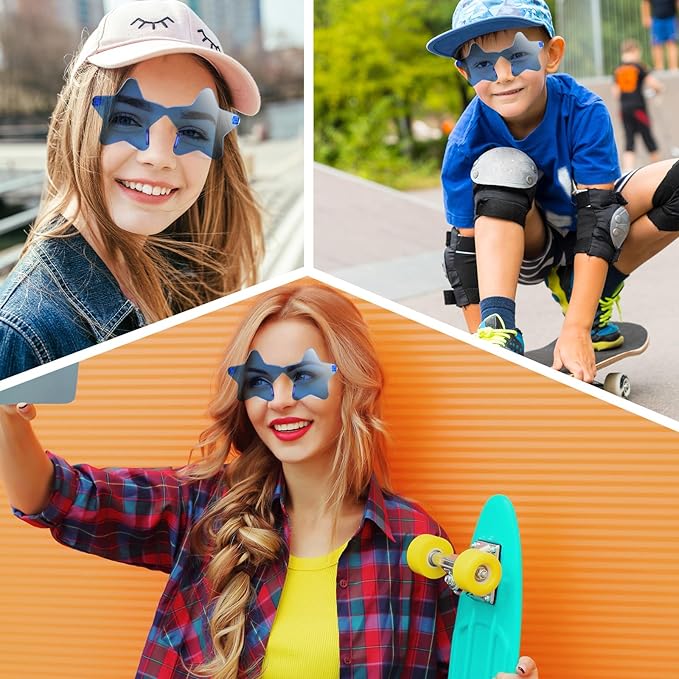 PLULON 15 Pairs Star Sunglasses Bulk Rimless Star Shape Sunglasses for Kids Star Glasses Bachelorette Party Sunglasses Star Party Favors for Women Kids Adult - Blue