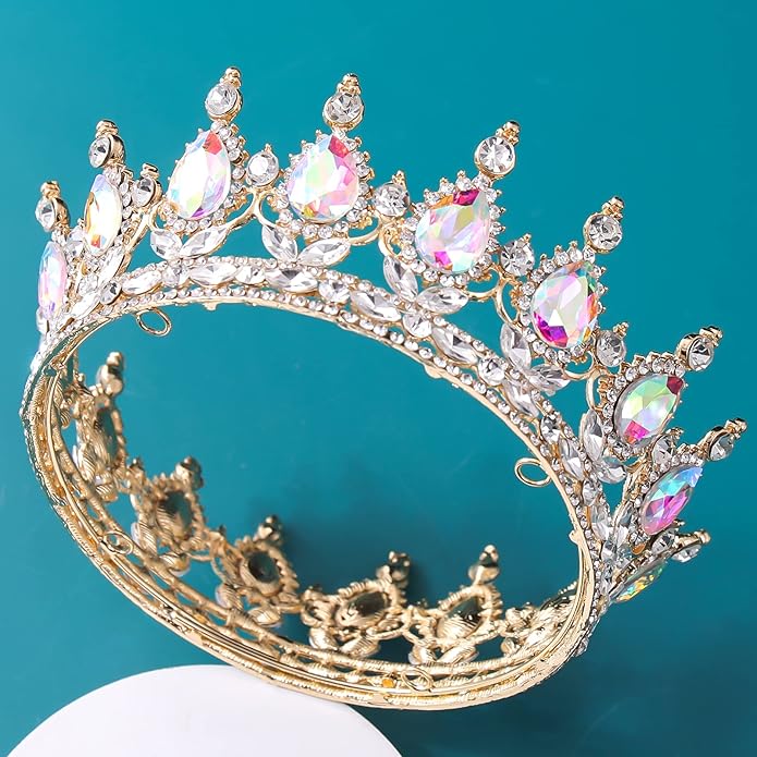 FORSEVEN Queen Crown Rhinestone Wedding Crowns and Tiaras for Women Costume Party Hair Accessories Princess Birthday Crown Crystal Bridal Crown Halloween Decorations Headband