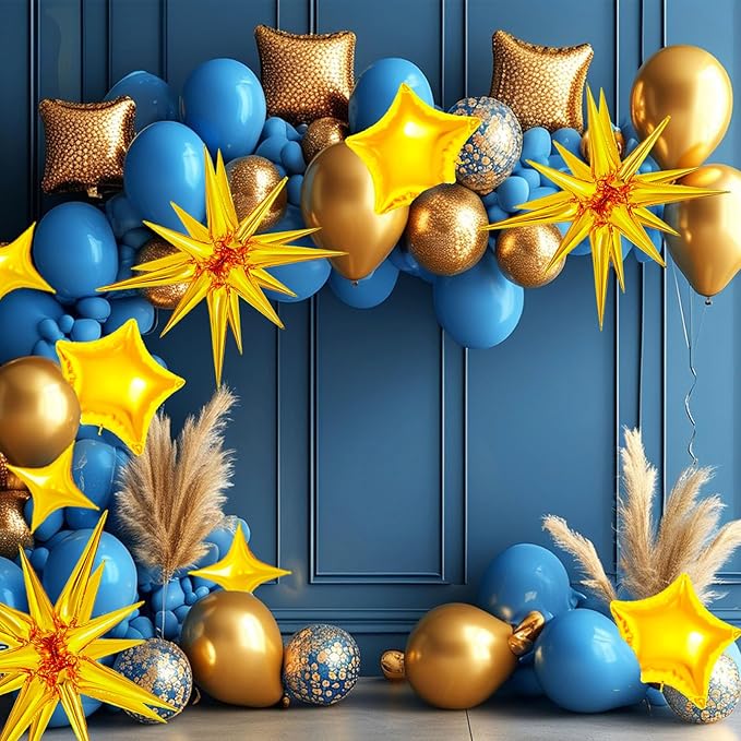 22 Pcs Gold Star Balloons,22/18/10 Inch Star Foil Mylar Balloon,Spike Balloon and Four Pointed Balloons for Party Supplies Christmas Birthday Wedding Photo Booth (Gold)