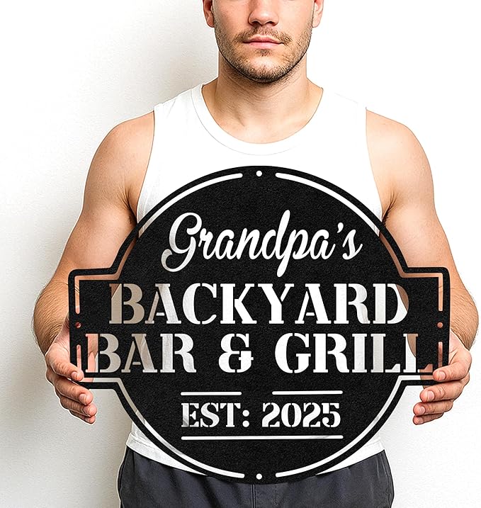 Custom BBQ Metal Sign Personalized Grill Name Wall Art for Outdoor Kitchen Patio Backyard Decor Fathers Gift for Dad Grandpa Husband Barbecue Smoker Area Sign, Grilling Lover Gifts 62