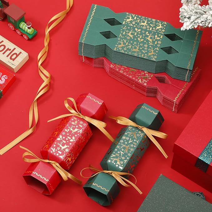 50 Packs Christmas Cracker Kit No Snap Xmas Party Table Favors Snowflake Reindeer DIY Christmas Party Cracker Candy Boxes for Holiday Dinner Decoration Gift (Snowflake)