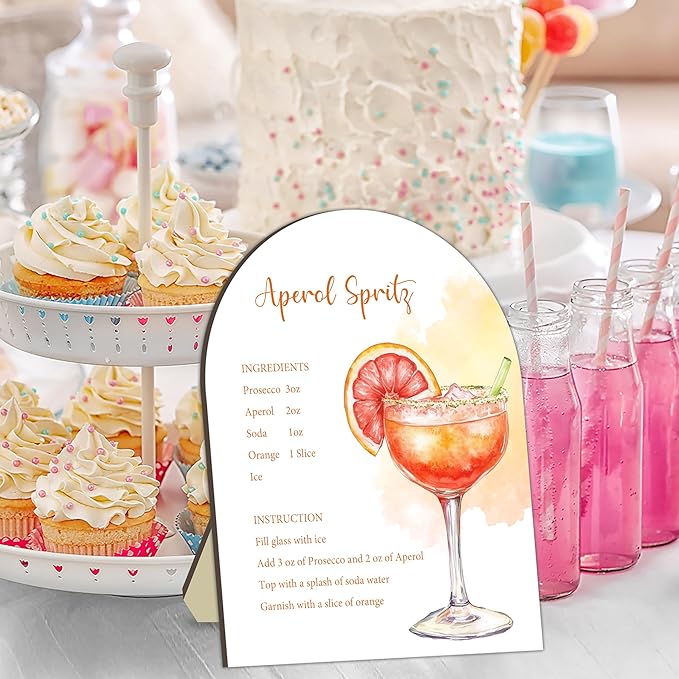 Aperol Spritz Bar Sign, Cocktail Bar Recipe Sign for Bridal Shower, Bachelorette Party Cocktail Ingredients Table Signs, Homemade Cocktails Station Board, Cocktails Drink Recipe for Bridal Shower
