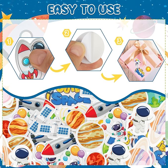 300Pcs Spaces Foam Sticker for Kids, Funny Solar System Planet Sticker Self-Adhesive Outer Space Foam Stickers for Home School Classroom DIY Art Craft Birthday Party Favor