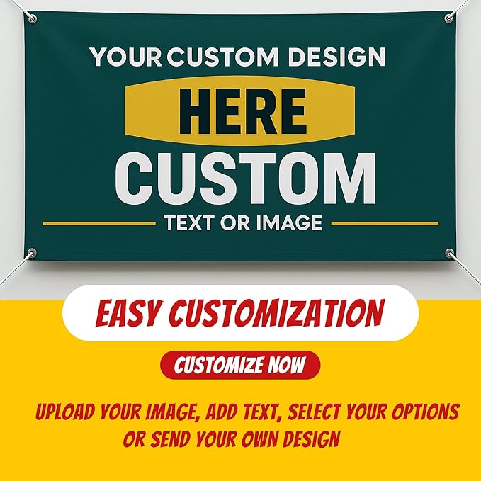 Custom Vinyl Banner with 150+ Sizes – Personalized Outdoor or Indoor Sign – Any Color & Design – Made in USA – Party, Business, Event Use