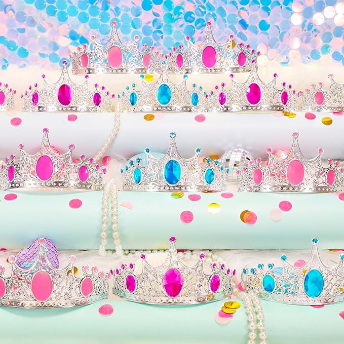 Party Favors Princess Crowns for Little Girls, 16Pcs Princess Dress Up Tiaras for Kids Jewelry Cosplay Accessories, Princess Toys Headband