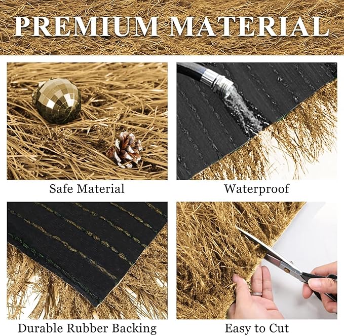 XLX TURF Artificial Thatch Straw Table Runner 13 X 72 Inch - Yellow Hay Grass Table Centerpiece Decor Western Halloween Nativity Party Jungle Birthday Tiki Mexican Style, Home DIY Crafts