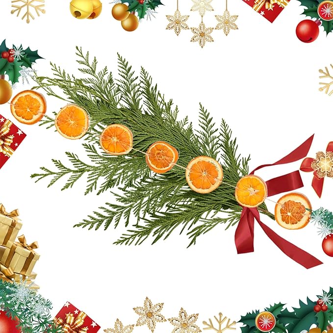 Christmas Decorations, 10ft Dried Orange Slice Christmas Garland, Rustic Orange Garland for Mantle Front Door Fireplace Home Wall Doorway Window Christmas Tree Porch Farmhouse Indoor Decor, 3 Pack
