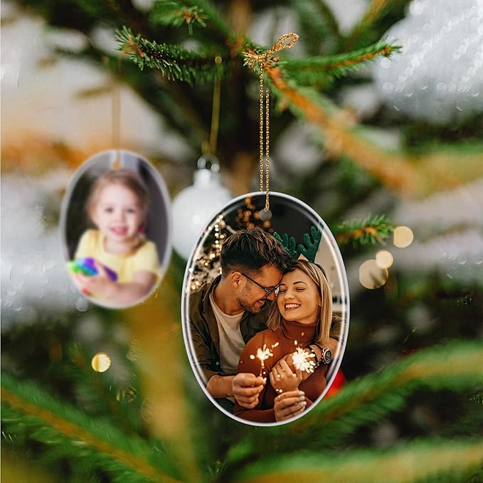 Custom Ceramic Christmas Ornaments with Photo Text - Personalized New Home Christmas Hanging Decorations Decorations