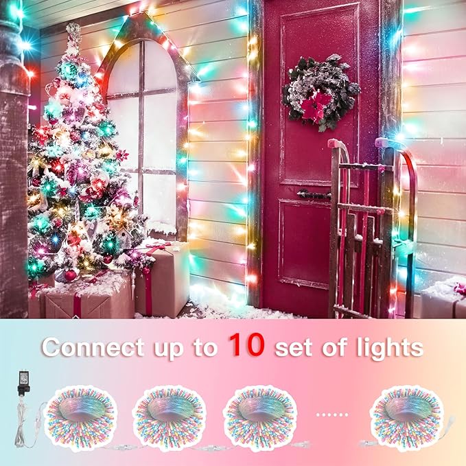 suddus String Lights Indoor Bedroom Connectable, 33ft 100 Led Multicolor Christmas Light Outdoor Clear Wire, Plug in Fairy Lights with Remote for Classroom Dorm Decorations