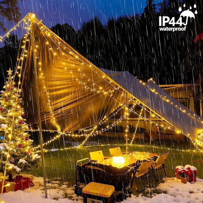 YEGUO 165ft 500 LED Christmas Lights Outdoor Waterproof, Clear Wire String Lights Indoor Plug in, 8 Modes Fairy Light for Christams Party Wedding Tree(Warm White)