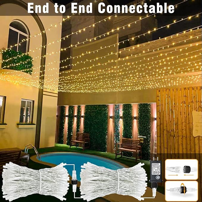 165FT 500 LED Christmas Lights, Plug in Christmas String Lights with Waterproof, 8 Modes Twinkle Fairy Lights for Bedroom Xmas Garden Wedding House Decorations, Warm White