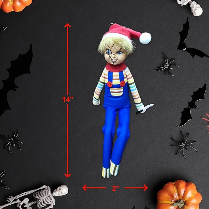 Creepy Killer Christmas Elf – 35cm Handmade Horror-Inspired Elf Decoration for Tree, Mantel & Holiday Party Décor – Spooky Ornament for Unique Holiday Fun