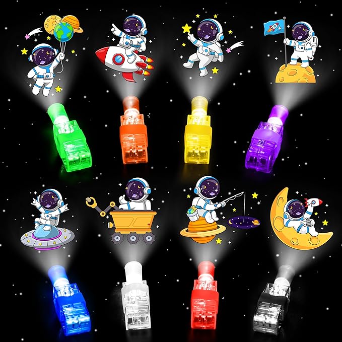 32 Pcs Finger Lights Space Theme Party Favors for Kids, Glow in the Dark Light Up Party Supplies Astronaut Toys Gifts Bulk for Boy Girl Birthday Goodie Bags Stuffers Back to School Classroom Prizes