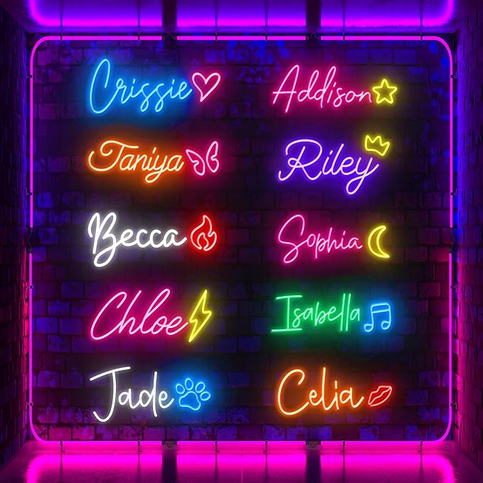 Custom Neon Signs, Personalized Led Neon Lights Sign,Neon Sign Customizable for Wall Decor Wedding Birthday Party Bedroom Bar Shop Name Logo Lights (Optional 10" to 60")