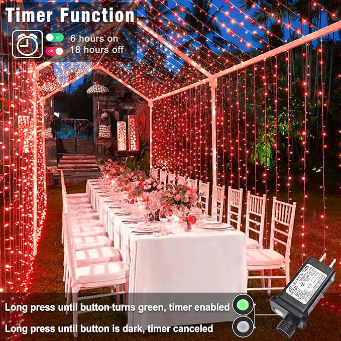 Christmas Lights Indoor, 132FT 400 LED Outdoor String Lights with 8 Modes Waterproof, Plug in Fairy Twinkle Lights Clear Wire for Bedroom Tree House Window Garden Wedding Decorations