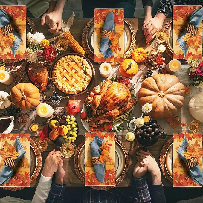 Karenhi 150 Pieces Thanksgiving Guest Napkins 3 Ply Disposable Paper Napkins Autumn pumpkin Disposable Hand Paper Towels Harvest Fall Decorative Guest Napkins Guests Towel for Thanksgiving Holiday