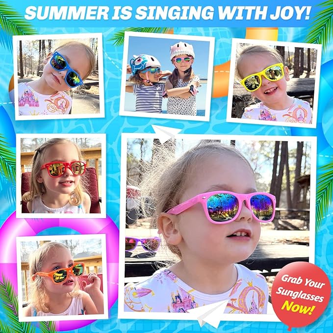 GINMIC Kids sunglasses bulk, Kids Sunglasses Party Favor, 36Pack Neon Sunglasses for Boys and Girls Age 3-8, Goody Bag Favors, Great Gift for Pool, Birthday Party Supplies…