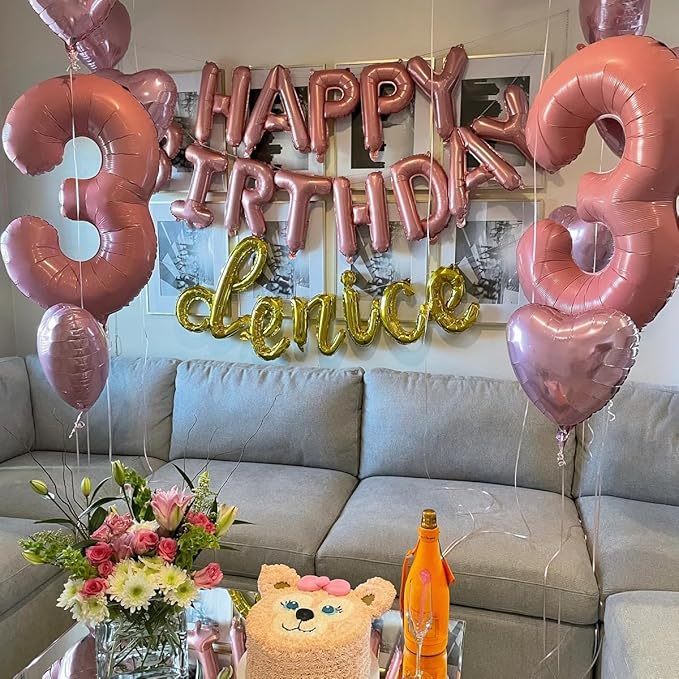 Smlpuame Pastel Pink 3 Balloons, 40 Inch Large Light Pink Foil Number Balloons 0-10, Self-Sealing 3rd Birthday Balloon for Girls Women Anniversary Baby Shower Princess Party Decorations Supplies