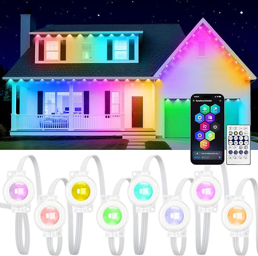 VCOKEN Permanent Outdoor Lights, 111FT with Smart 72 RGB LED Light for House & Outdoor Decor, DIY Scene Mode, IP65 Waterproof Eaves Lighting with App Control Remote for Christmas and Holiday Decor