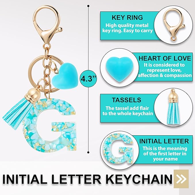 Initial Letter Keychain, Butterfly Keychain Cute Resin, Initial Keychain Backpack Charms, Key chain for Women, Girls