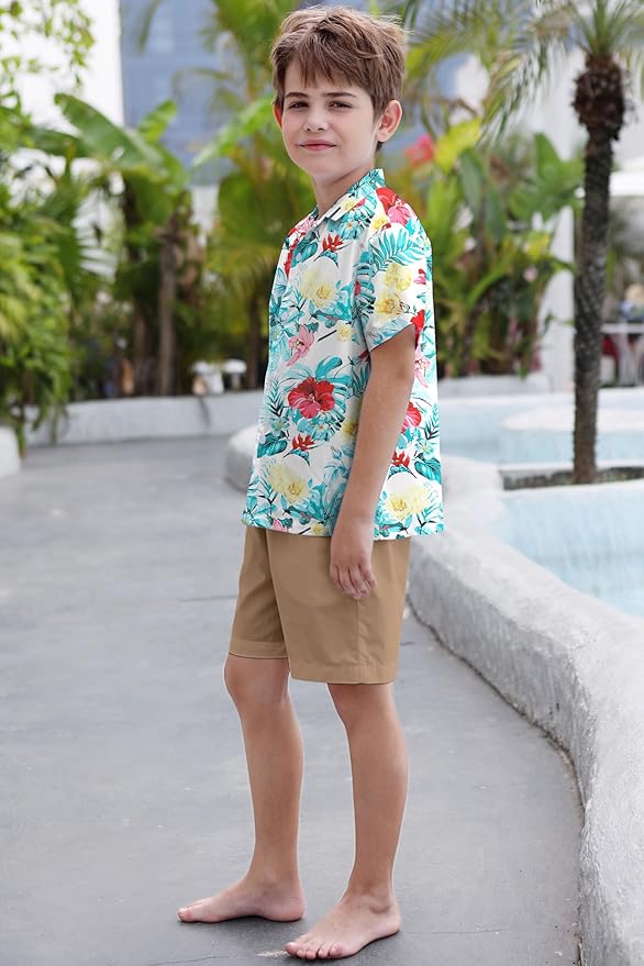 Cromoncent Matching Hawaiian Outfits for Family, Dad and Son Matching Luau Beach Tropical Shirts Mommy Daughter Tropical Sets