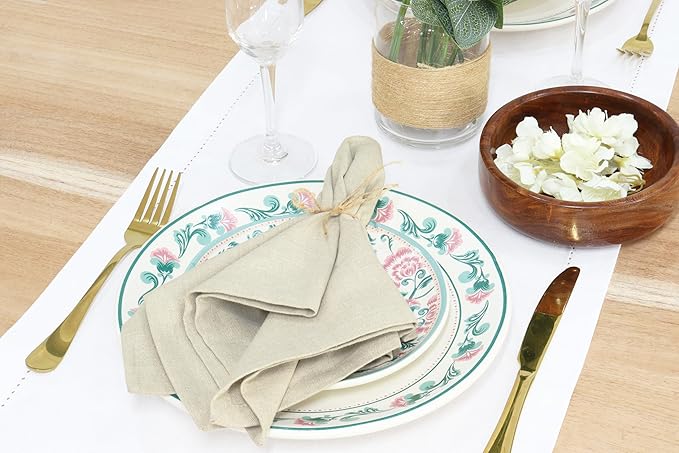 PurpleEssences Set of 12 Cloth Dinner Napkins 100% Cotton 18x18 Inch - Soft Durable Washable - Ideal for Farmhouse Party Christmas Holiday Winter - Perfect Everyday Use Table Linen - Royal Linen