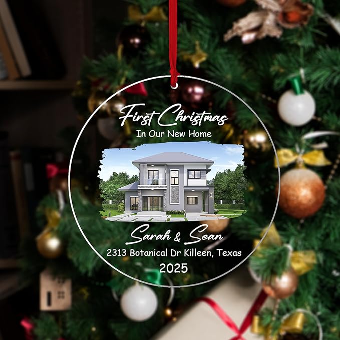 Personalized Crystal Christmas Ornaments with Photo, Custom Christmas Photo Tree Glass Ornaments, Elegant Crystal Keepsake for Family, Couples, Weddings & Christmas 2025 Gifts (#PGO03)
