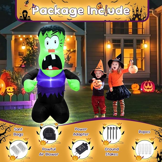 4FT Halloween Inflatable Decor Giant Ghost Halloween Blow Up Decoration with LED Lights Indoor Outdoor Yard Graden Party Holiday Decor