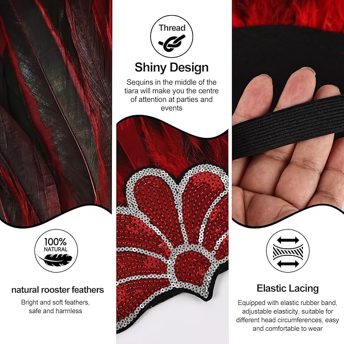 Women's Carnival Feather Headpieces Sequin Headdress for Wedding Masquerade Party Cosplay Feather Headbands