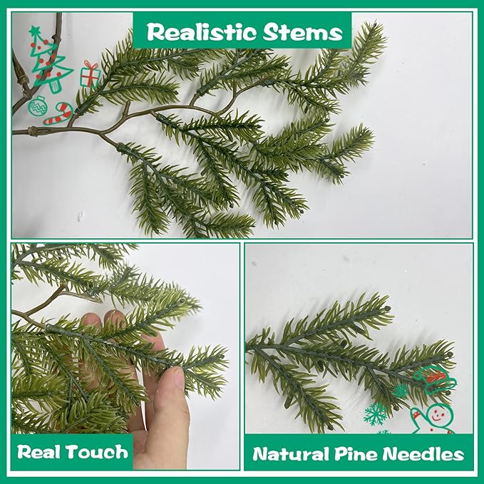 6FT Christmas Cedar Garland Realistic with Soft Pine Needles, Faux Greenery Pine Garland for Mantle Fireplace Staircase