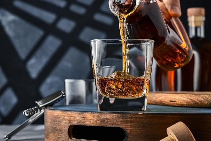 Ravenscroft European-Handcrafted Whiskey Double Old Fashioned Glasses, Set of 4, Smooth Rim, 100% Lead-Free Crystal, 12 Fl. Oz, Gift-Boxed, Dishwasher-Safe